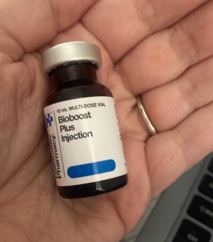 BioBoost Plus injection vial containing MIC and vitamin B12 used for energy and metabolic support