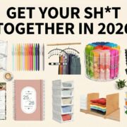 A 2026 organization guide header image featuring a collage of acrylic storage bins, a 2026 planner, and closet organizers for the 'Get Your Sh*t Together' blog post.