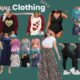 Curvy plus size clothing deals featuring dresses, tops, leggings, wide leg pants, and one-piece outfits