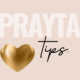 Graphic with a gold heart and the words SPRAY TAN tips on a light peach background