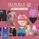 Affordable early season swimwear deals for women, men, kids, toddlers, and babies featuring bikinis, tankinis, one-piece swimsuits, swim trunks, and SPF baby swimwear.